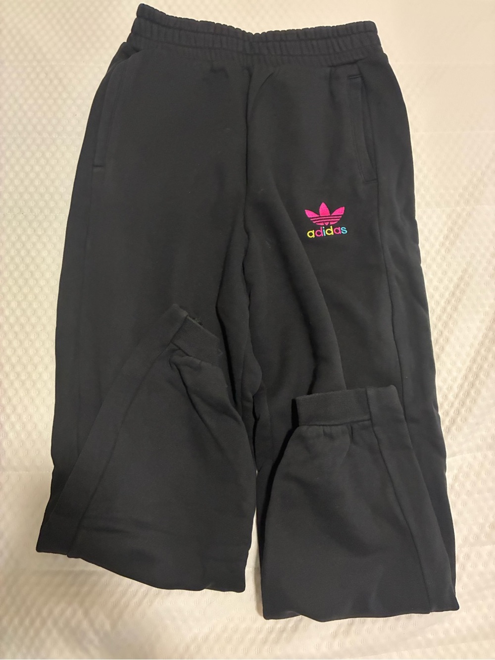 adidas Originals Black Thick Fleece Sweatpants – Size S
